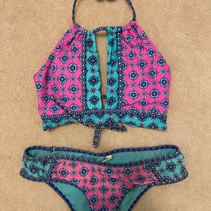halter bikini top and bottom